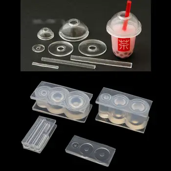 3D Mini Mlieko Šálku Čaju Fľaša UV Živice Silikónové Formy Miniture Potravín Hrať Formy Nástroj G6DD