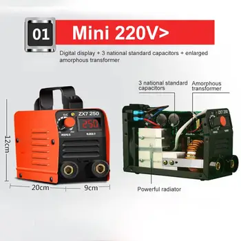 220V 250A Kvalitné lacné a prenosné zvárač Invertorových Zváracích Strojov ZX7-250