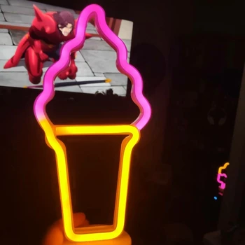 Novinka USB Rainbow Flamingo Jednorožec Kaktus Vzor LED Neónový nápis svetlo Tabuľka Dekoratívne lampy Xmas Party Domov Spálňa Decor