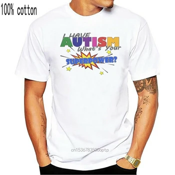 Dospelí Unisex Biele Som Autizmus Čo Vaše Superveľmoci T-Shirt Povedomia Top Retro O Neck Tee Tričko