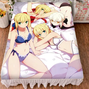 Anime Osud/pobyt noc znaky sexy dievča Arturia Pendragon Nero Klaudia Saber Lily posteľ list & deka letná deka 150x200cm