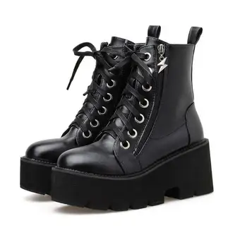ženy, topánky šnurovacie zimné snehu topánky nepremokavé ženy topánky kovbojské topánky západnej členok boot Punk Topánky vojenské topánky YMA933