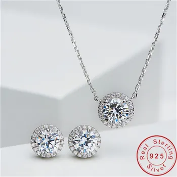 Ručné Diamantové Šperky nastaviť Skutočnú 925 Sterling Silver Bijou Strany Svadobné Náušnice, Náhrdelník Pre Ženy, Svadobné Šperky Moissanite