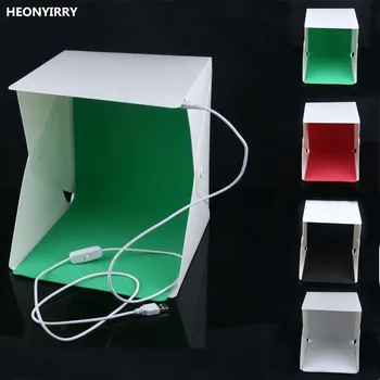 Mini Skladacie Studio Plošných Mäkké Box S LED Svetlom, Čierna Biela Zelená Červená Pozadí Photo Studio Príslušenstvo Lightbox softbox