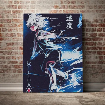 HUNTERxHUNTER HxH Killua Anime Plagát Zarámované Drevený Rám Plátno Na Maľovanie Na Stenu Art Decor Izba Štúdia Domáce Dekorácie Výtlačkov