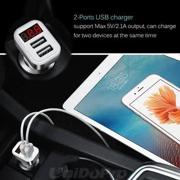 5V 2.1 Duálny USB Nabíjačka do Auta s LED Obrazovky Inteligentné Nabíjanie Adaptateur pre Leagoo KIICAA Mix S8 Pro T10 Auto Chargeur
