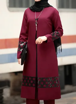 Moslimské Business Nový Dizajn Abaya pre Ženy Móda Dlhým Rukávom+nohavice 2ks Farbou Jednoduchosť Oblečenie Kaftan Blízkom Východe Nastaviť