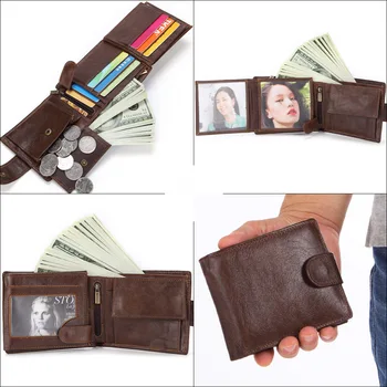 Vintage Mužov Peňaženky Originálne Kožené Krátke Peňaženky Muž Multifunkčné Cowhide Bifold Peňaženky Mince Vrecku Vodičský Preukaz Držiteľovi