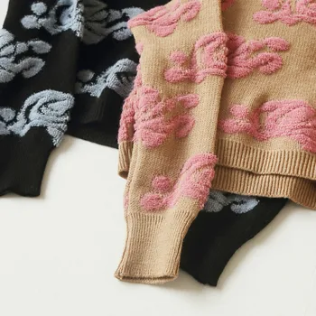 Ezgaga Sveter Rose Sveter Ženy O-Neck Fashion Kvet Knitwear Jeseň Nové Teplé Dámske Pulóvre Elegantný Sveter Outwear Topy