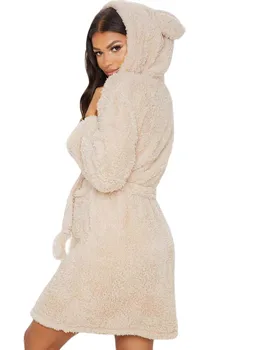 2020 Nové Jesenné Zimné Šaty Pre Ženy Long Sleeve Hooded Flannel Noc-Župan Roztomilý Ucho Sleepwear Oajamas Módnych Domov Oblečenie