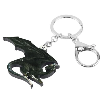 NEWEI Akryl Čiernej Dinosaura Dragon Keychains Krúžok na Tlač Krásne Zviera Šperky Pre Ženy, Dieťa Klasický Darček Auto Príslušenstvo
