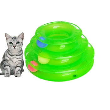 Interaktívne Pohybu Cat Hračka Valček na Úrovni 3 Veže Nahrávky Valec s Tri Farebné Gule pre Mačiatka Zábava Duševné Fyzickej