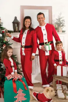 6M-7T S-3XL Tlačidlo Vianočné Rodiny Pyžamo Nastaviť Vianoce, Santa Sleepwear Rodiny Zápas Darček Dlhý Rukáv Roztomilý Oblečenie Vianočný Darček