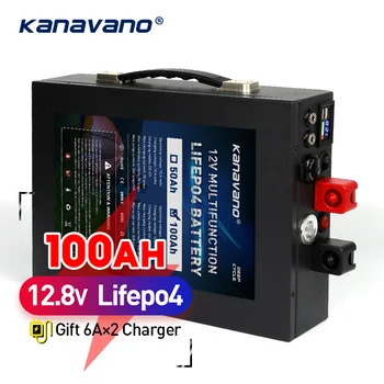 12V 100AH LiFePo4 batérie, veľká kapacita lítium železa fosfát batéria s kovové teleso LED osvetlenie cigaretový zapaľovač