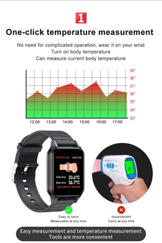 T96 Smart Hodinky S Teplotu Merať Srdcový tep, Krvný Tlak Kyslíka Monitor Spánku Sledovania Sledovať Smart Muži Ženy PK IWO12