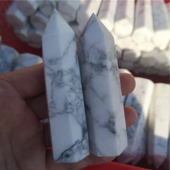 Prírodná Biela tyrkysové Crystal 4-10 CM Kremeň Kameň Bod Uzdravenie Šesťhranné Prútik Ošetrenie Kameňa, Dekoratívne kamene