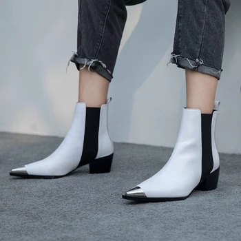 2020 Jeseň/zima Pointy, Topánky Žena Obuvi Boot Chelsea Boots Med Päty Elastické Kapely Ženy Členok Boot Kožené Topánky pre Ženy
