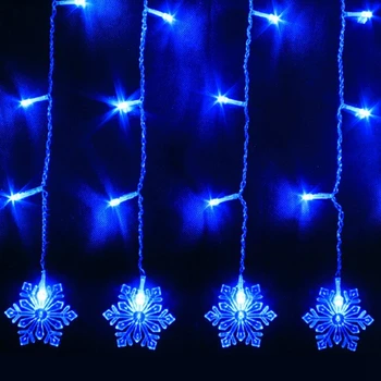 2M 3M 4M LED Záves Svetlo Snowflake Fairy Svetlá Garland Domov Vianočné Dekorácie Vianočné Osvetlenie Vonkajšie Nepremokavé