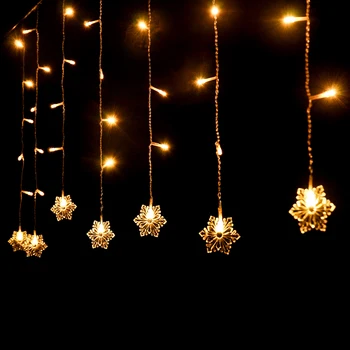 2M 3M 4M LED Záves Svetlo Snowflake Fairy Svetlá Garland Domov Vianočné Dekorácie Vianočné Osvetlenie Vonkajšie Nepremokavé
