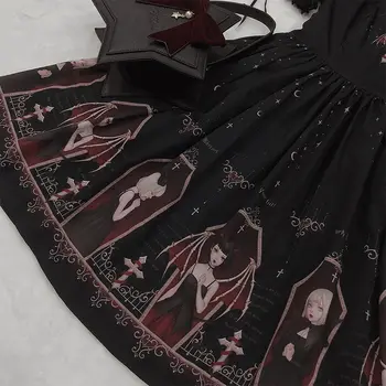 Gothic Lolita Tmavý Štýl Aria Tlačených Svetla | Šepot Noc Šatka lolita goth šaty Lolita šatka šaty