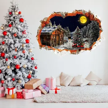 Vianočné Samolepky na Stenu PVC Vymeniteľné Nepremokavé Snehuliak, Vianočný Strom Obtlačky Nový Rok Vianočné Dekorácie Pre Domov