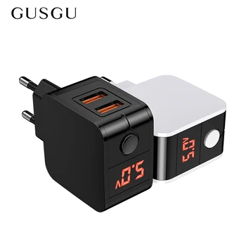 GUSGU Digitálny LED Displej Duálny USB Nabíjačka Pre iPhone Prenosné Inteligentná Nabíjačka Pre Samsung Xiao Univerzálny Mobilný Telefónny Kábel