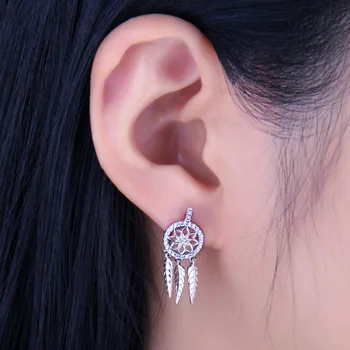 JewelryPalace Český Sen Catcher CZ Drop Náušnice 925 Sterling Silver Šperky Pre Ženy kórejský Earings Módne Šperky 2021