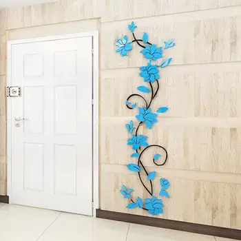 3D Fashion, DIY Odtlačkový Ruže Kvet Samolepky na Stenu Lepidlo na Stene Panel Kvetinové Tapety Spálne, Obývacia Izba Domova (Sky blue (nebeská Modrá)