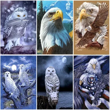 Eagle DIY 5D Diamond Maľovanie na Plné Kolo Drahokamu Diamond Výšivky Zvierat Mozaiky Vták Cross Stitch Domova