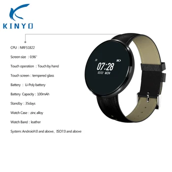 2018 Kinyo Najnovší Inteligentný Náramok Smart Kapela 24 Hodín Srdcovej Pulsometer Fitness Tracker Smartwatch pk mi band 3