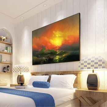 Home Decor Ruskej Slávny Obraz Na Stene Deviata Vlna Wall Art Plátno Pomocou Ivan Aivazovsky Klasická Seascape Obrázok
