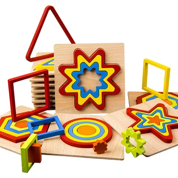 Drevené 3D Geometrický Tvar, obrazová Skladačka Vzdelávacie Hračka Raného Vzdelávania Vzdelávanie Montessori Deti Cartoon Boj Zábavná Hračka Darček