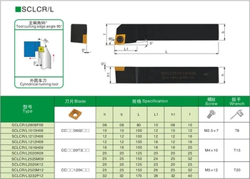 Uhol 95 SCLCR0808F06 SCLCR1010H06 SCLCR1212H09/06 SCLCR1616H09 SCLCR2020K09 SCLCR2525M09/12 SCLCR3232P12 SCLCL NC nástroje na Sústruženie