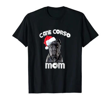 Taliansky Mastiff Vianočné T-Shirt-Black Cane Corso Mama Klobúk T-Shirt Darček-pánske