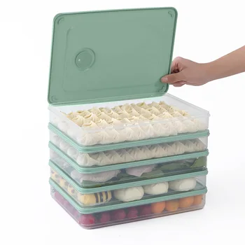 Zapečatené Čerstvé-vedenie Box, Multi-vrstvový Zásobník Mraznička Knedle Organizátor Chladnička Skladovanie Bin Multifunkčné Kuchynské Úložný Box