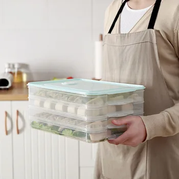 Zapečatené Čerstvé-vedenie Box, Multi-vrstvový Zásobník Mraznička Knedle Organizátor Chladnička Skladovanie Bin Multifunkčné Kuchynské Úložný Box
