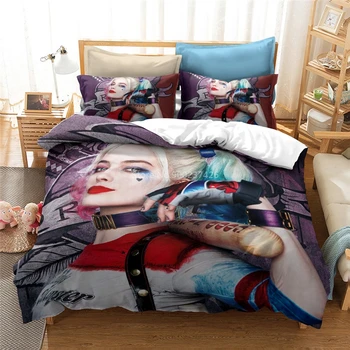 3d Samovražedné Komando Harley Quinn Tlačené Karikatúra Perinu s Pillowcovers Elegantné Kráľ posteľná bielizeň Sady Deti, Dospelých, Spálňa Decor