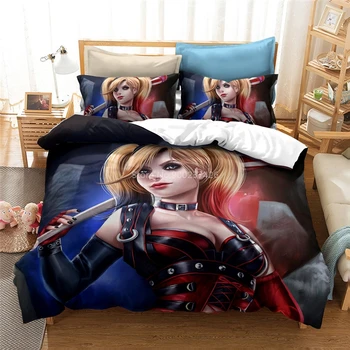 3d Samovražedné Komando Harley Quinn Tlačené Karikatúra Perinu s Pillowcovers Elegantné Kráľ posteľná bielizeň Sady Deti, Dospelých, Spálňa Decor
