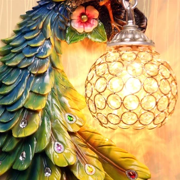 Vták lampa Farebný Páv nástenných svietidiel pre domáce, Nočné lampy LED Tvorivé Nordic Živice vintage Nástenné svietidlo LED obývacia izba dekor