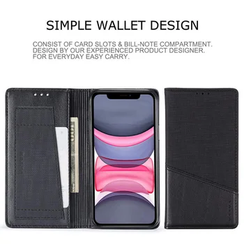 MOESOE Plátno Kože Flip Peňaženky Book obal Pre iPhone 11 Pro Max X XS XR 8 7 Plus SE 2 2020 Magnetické Kožené Kryt