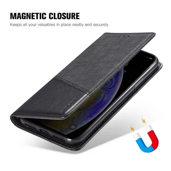MOESOE Plátno Kože Flip Peňaženky Book obal Pre iPhone 11 Pro Max X XS XR 8 7 Plus SE 2 2020 Magnetické Kožené Kryt