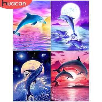HUACAN Plný Vrták Námestie Diamond Maľovanie Cross Stitch Zvierat Nový Príchod Diamond Výšivky Dolphin Dekorácie Pre Domov