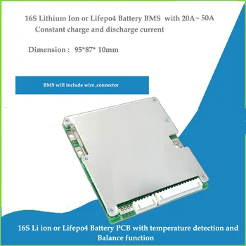 16S LI ion 60V Batérie PCB a 48V Lifepo4 batérie BMS s 20A až 50A konštantné nabíjanie a vybíjanie prúd pre 58.4 V 16S ochrany