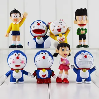 8pcs/množstvo 5-7 cm Anime Doraemon Obrázok Hračky Doraemon Nobita Nobi Big G Honekawa Suneo Dorami Mini Model Bábiky