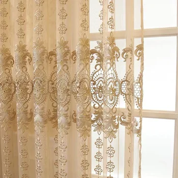 Európska Royal Luxury Béžová Tylu Záclony na Okno Spálňa Závesy pre Obývacia Izba Elegantné Závesy Európskej Domova 362#4