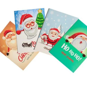 5D DIY Diamond Maľovanie Cartoon Papier Pozdrav Pohľadnice, Remeselné Deti Festival Pozdraviť Karty Mini Santa Claus Veselé Vianoce