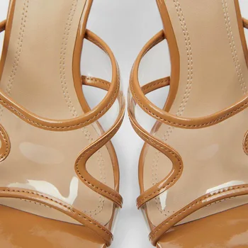 Dámske Šľapky a Sandále Vysokým podpätkom Ríme Sandále lakovaná koža +pvc Listov Ženy značky topánky 2020 Nové Letné