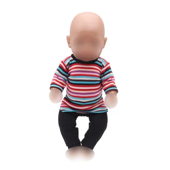 43 cm bábiky baby Oblečenie nové narodený farebné pruhované dlhý rukáv top + čierne nohavice hračky fit Americký 18-palcové Dievčatá bábiky f162