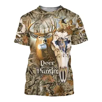 Zviera deer / Vlk Lov Farba 3D Vytlačené Mužov tričko Harajuku Módne letné tričko s Krátkym rukávom Unisex Bežné T-shirt top