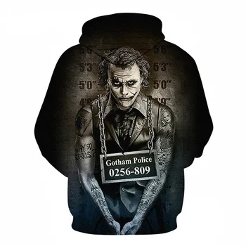 Samovražedné komando Joker 3D Mikiny, Mikiny Mužov Značky Tepláky Vytlačené Pulóver s Kapucňou Kabát Zábavné Hoody Plus Veľkosť